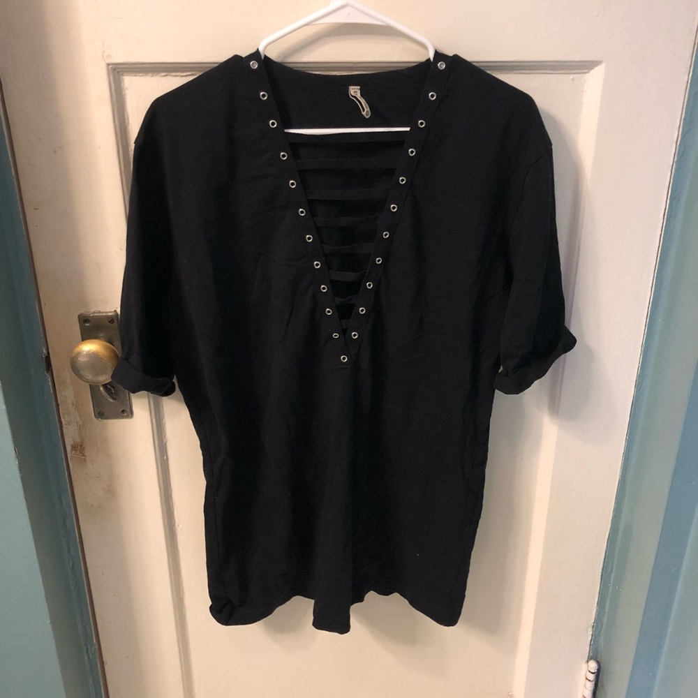 LF black ladder short tunic sz XS